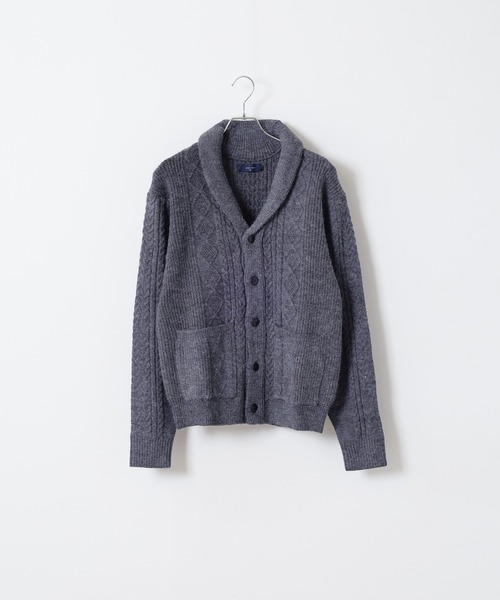 FUNALIVE（ファンアライブ）の「アランケーブル柄ショールニットカーディガン（カーディガン/ボレロ・メンズ・オフホワイト/グレー/ブラック/グレイッシュベージュ/バーガンディー/ネイビー・M/L/XL）」の11枚目の写真