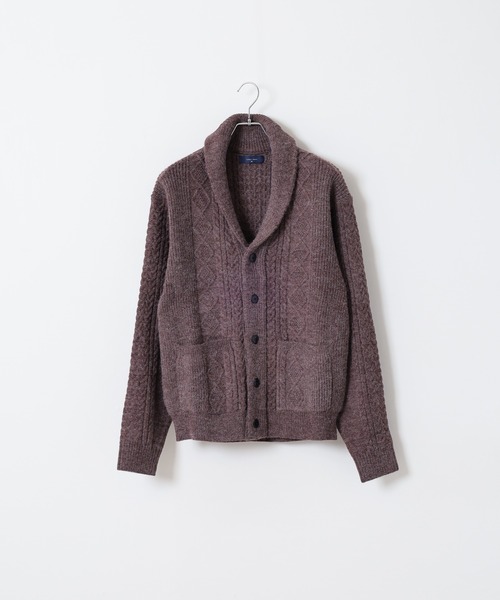 FUNALIVE（ファンアライブ）の「アランケーブル柄ショールニットカーディガン（カーディガン/ボレロ・メンズ・オフホワイト/グレー/ブラック/グレイッシュベージュ/バーガンディー/ネイビー・M/L/XL）」の12枚目の写真