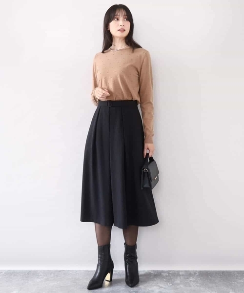 新品タグ付き❤️2025新作⭐️ANEWスカート　XSサイズ OFUON（オフオン）の「【2025AW】タックフレアースカート/洗える