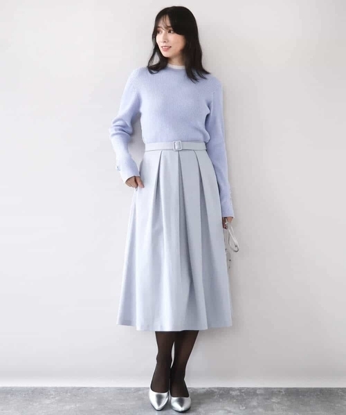 OFUON le MK（オフオンルエムケー）の「タックフレアースカート/洗える（スカート・レディース・ブラック/ライトブルー・36/38/40）」の8枚目の写真