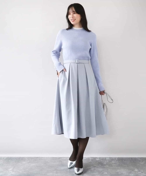 OFUON le MK（オフオンルエムケー）の「タックフレアースカート/洗える（スカート・レディース・ブラック/ライトブルー・36/38/40）」の9枚目の写真