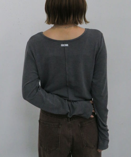 archives（アルシーヴ）の「シアー天竺クルーネック　ＴＯＰＳ（Tシャツ/カットソー・レディース・ブラック/グレー/ホワイト/ブラウン・MEDIUM）」の4枚目の写真