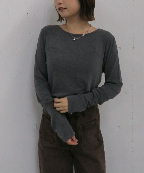 archives（アルシーヴ）の「シアー天竺クルーネック　ＴＯＰＳ（Tシャツ/カットソー・レディース・ブラック/グレー/ホワイト/ブラウン・MEDIUM）」の19枚目の写真