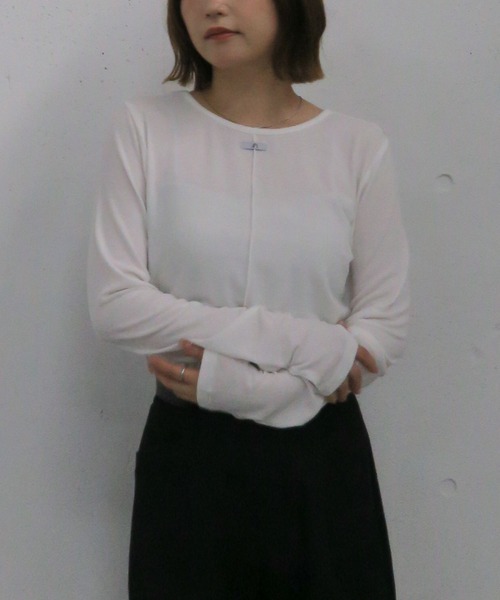 archives（アルシーヴ）の「シアー天竺クルーネック　ＴＯＰＳ（Tシャツ/カットソー・レディース・ブラック/グレー/ホワイト/ブラウン・MEDIUM）」の10枚目の写真