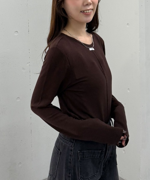 archives（アルシーヴ）の「シアー天竺クルーネック　ＴＯＰＳ（Tシャツ/カットソー・レディース・ブラック/グレー/ホワイト/ブラウン・MEDIUM）」の7枚目の写真