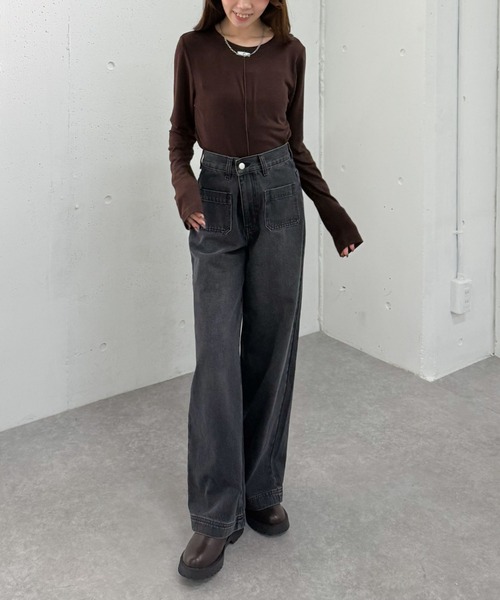 archives（アルシーヴ）の「シアー天竺クルーネック　ＴＯＰＳ（Tシャツ/カットソー・レディース・ブラック/グレー/ホワイト/ブラウン・MEDIUM）」の9枚目の写真