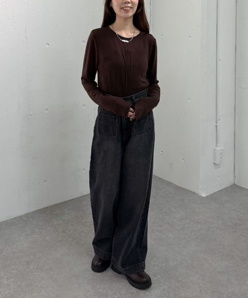 archives（アルシーヴ）の「シアー天竺クルーネック　ＴＯＰＳ（Tシャツ/カットソー・レディース・ブラック/グレー/ホワイト/ブラウン・MEDIUM）」の8枚目の写真