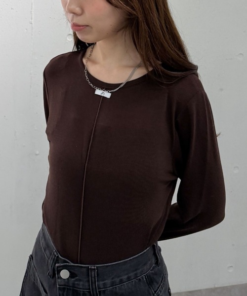 archives（アルシーヴ）の「シアー天竺クルーネック　ＴＯＰＳ（Tシャツ/カットソー・レディース・ブラック/グレー/ホワイト/ブラウン・MEDIUM）」の5枚目の写真