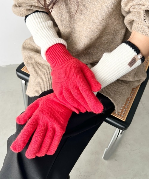 セール】【動画あり】【2WAY】スマホ対応 レイヤードニットグローブ 指