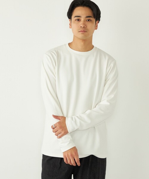 SHIPS Colors(シップス カラーズ)の「SHIPS Colors:〈吸水速乾〉スムース 微起毛 クルーネック ロンT(Tシャツ/カットソー・メンズ・ブラック/オフホワイト/グレー・MEDIUM/LARGE/X-LARGE)」の2枚目の写真