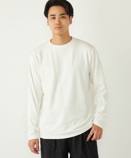 SHIPS Colors(シップス カラーズ)の「SHIPS Colors:〈吸水速乾〉スムース 微起毛 クルーネック ロンT(Tシャツ/カットソー・メンズ・ブラック/オフホワイト/グレー・MEDIUM/LARGE/X-LARGE)」の8枚目の写真