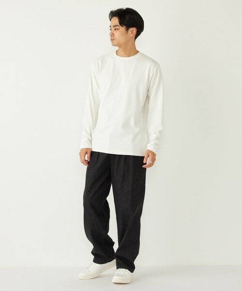 SHIPS Colors(シップス カラーズ)の「SHIPS Colors:〈吸水速乾〉スムース 微起毛 クルーネック ロンT(Tシャツ/カットソー・メンズ・ブラック/オフホワイト/グレー・MEDIUM/LARGE/X-LARGE)」の9枚目の写真