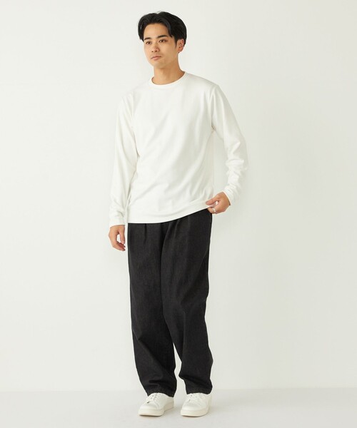 SHIPS Colors(シップス カラーズ)の「SHIPS Colors:〈吸水速乾〉スムース 微起毛 クルーネック ロンT(Tシャツ/カットソー・メンズ・ブラック/オフホワイト/グレー・MEDIUM/LARGE/X-LARGE)」の10枚目の写真