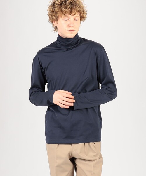 SUNSPEL(サンスペル)の「SUNSPEL MTSH0197 コットンタートルネック ロングスリーブTシャツ(Tシャツ/カットソー・メンズ・ネイビー/ホワイト・L/M/S)」の9枚目の写真