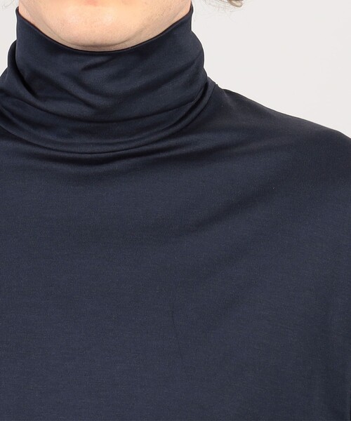 SUNSPEL(サンスペル)の「SUNSPEL MTSH0197 コットンタートルネック ロングスリーブTシャツ(Tシャツ/カットソー・メンズ・ネイビー/ホワイト・L/M/S)」の4枚目の写真