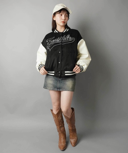 SPINNS(スピンズ)の「スタジアムジャケット/スタジャン/ベースボールロゴ(スタジャン・レディース・ネイビー/ブラック・ONESIZE)」の10枚目の写真