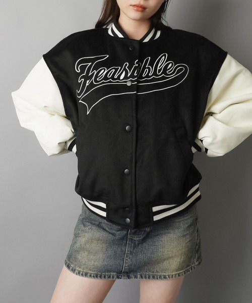 SPINNS(スピンズ)の「スタジアムジャケット/スタジャン/ベースボールロゴ(スタジャン・レディース・ネイビー/ブラック・ONESIZE)」の21枚目の写真