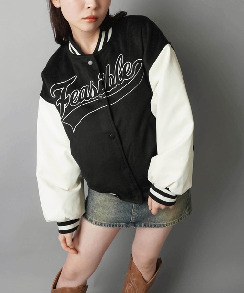 SPINNS(スピンズ)の「スタジアムジャケット/スタジャン/ベースボールロゴ(スタジャン・レディース・ネイビー/ブラック・ONESIZE)」の22枚目の写真