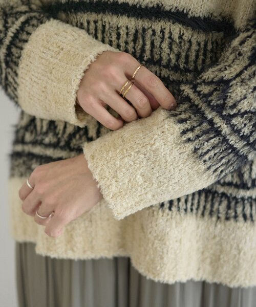 BEARDSLEY（ビアズリー）の「ビッグフェアアイル柄プルオーバー（ニット/セーター・レディース・ブラック/ベージュ・FREE）」の14枚目の写真