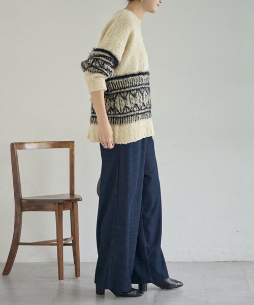 BEARDSLEY（ビアズリー）の「ビッグフェアアイル柄プルオーバー（ニット/セーター・レディース・ベージュ/ブラック・FREE）」の9枚目の写真