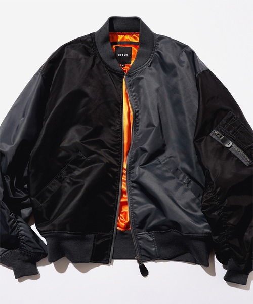 BEAMS（ビームス）の「【ワイドフィット】クレイジー MA-1（ブルゾン・メンズ・ブラック/ネイビー/オリーブ・L/S/XL/M）」の2枚目の写真