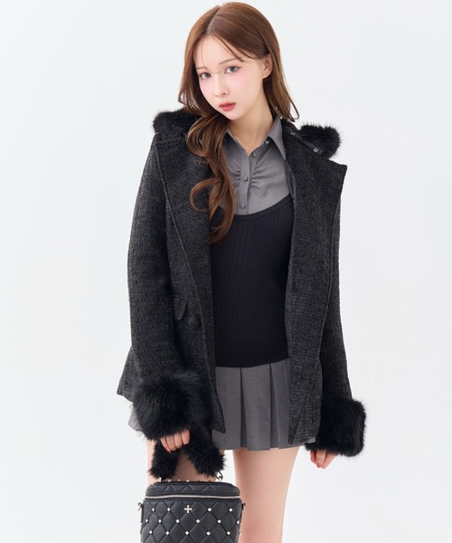 ジャケット・アウター andwang Twinkle Button Tweed Coat Twinkle Button Tweed Coat（ダウンジャケット/コート）｜andwang