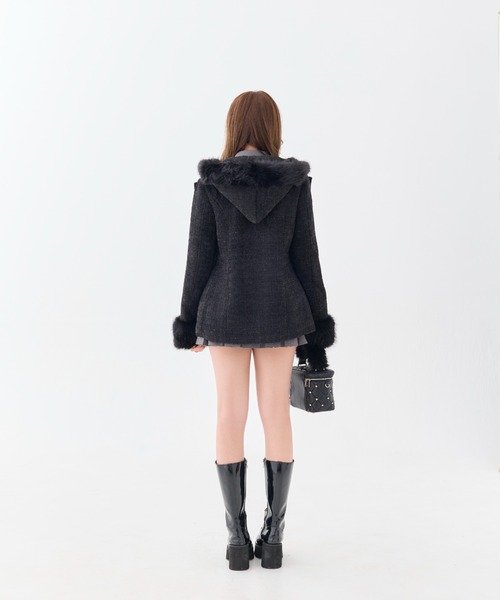 TWINKLE BUTTON TWEED COAT グレー andwang Twinkle Button Tweed Coat（ダウンジャケット/コート）｜andwang