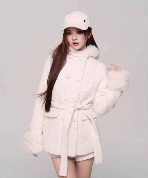 Twinkle Button Tweed Coat（ダウンジャケット/コート）｜andwang