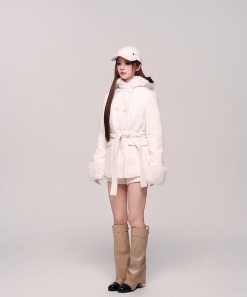 Twinkle Button Tweed Coat（ダウンジャケット/コート）｜andwang