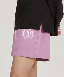 スポーティエンブレムコンフォータブルワッフル裏毛ショートパンツ_バイオレット