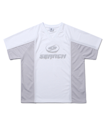 スポーツVネッククールジャージ半袖Tシャツホワイト