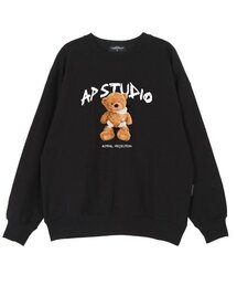 ウィンクベアドールオーバーサイズドロップショルダースウェット_ブラック