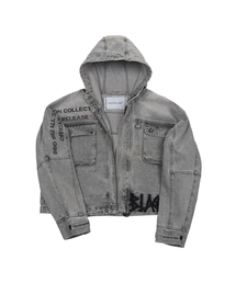 BLACK BLOND（ブラック ブロンド）の「Vivid Vintage Clash Hooded Denim Zip-Up Jacket (Vintage Grey)（デニムジャケット）」