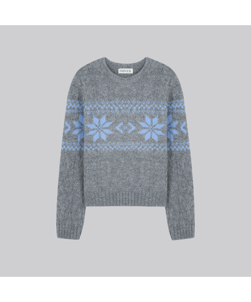FRIVER07（フリバー07）の「Alpaca blended nordic snow knit [FRFA03NT01]_2color（ニット/セーター・レディース・ライトグレー/オートミール・FREE）」の2枚目の写真