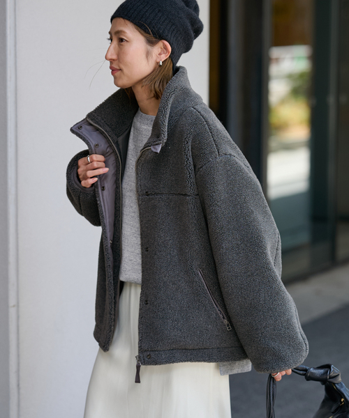 FRAMeWORK（フレームワーク）の「≪追加≫ウールボアスタンドブルゾン 2（ブルゾン・レディース・チャコールグレー/ベージュ/ネイビー・36/38）」の7枚目の写真