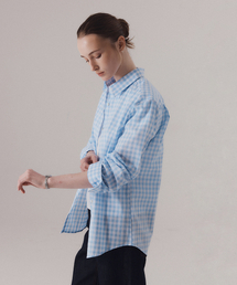 SILN（シルン）の「Sheer cotton gingham breeze classic shirts (BLUE)（シャツ/ブラウス）」