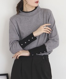 BRODIAEA ロールネック配色ニット