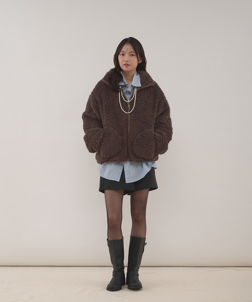 MUHET(ミュエータ)の「shaggy fleece blouson / シャギーフリースブルゾン(ブルゾン・レディース・チャコールグレー/ブラウン・SMALL/MEDIUM)」の15枚目の写真