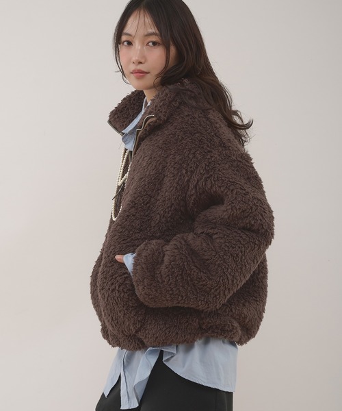 MUHET(ミュエータ)の「shaggy fleece blouson / シャギーフリースブルゾン(ブルゾン・レディース・チャコールグレー/ブラウン・SMALL/MEDIUM)」の13枚目の写真