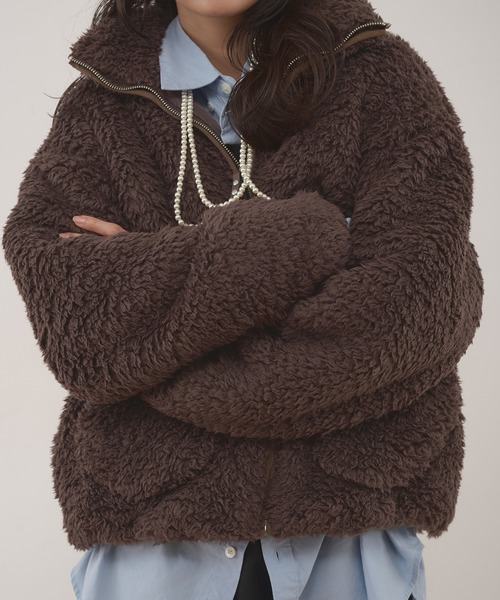 MUHET(ミュエータ)の「shaggy fleece blouson / シャギーフリースブルゾン(ブルゾン・レディース・チャコールグレー/ブラウン・SMALL/MEDIUM)」の12枚目の写真