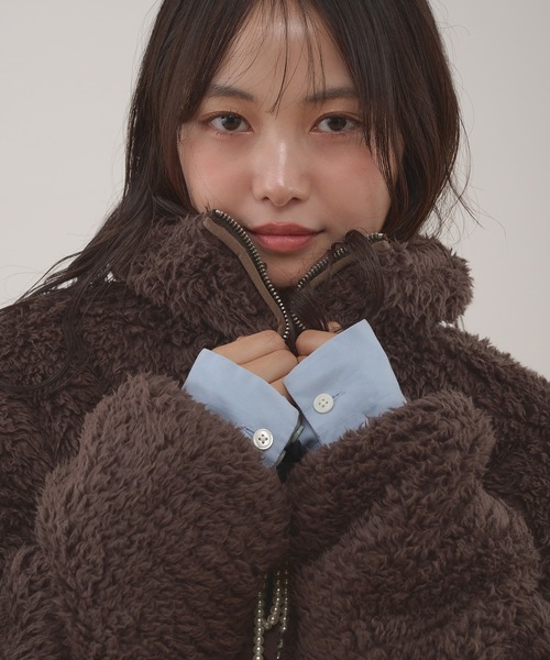 MUHET(ミュエータ)の「shaggy fleece blouson / シャギーフリースブルゾン(ブルゾン・レディース・チャコールグレー/ブラウン・SMALL/MEDIUM)」の10枚目の写真