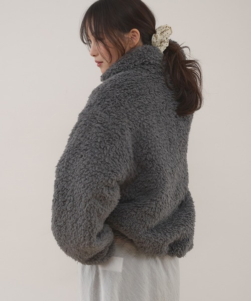 MUHET(ミュエータ)の「shaggy fleece blouson / シャギーフリースブルゾン(ブルゾン・レディース・チャコールグレー/ブラウン・SMALL/MEDIUM)」の3枚目の写真