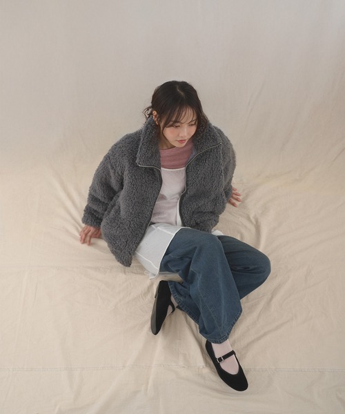 MUHET(ミュエータ)の「shaggy fleece blouson / シャギーフリースブルゾン(ブルゾン・レディース・チャコールグレー/ブラウン・SMALL/MEDIUM)」の4枚目の写真