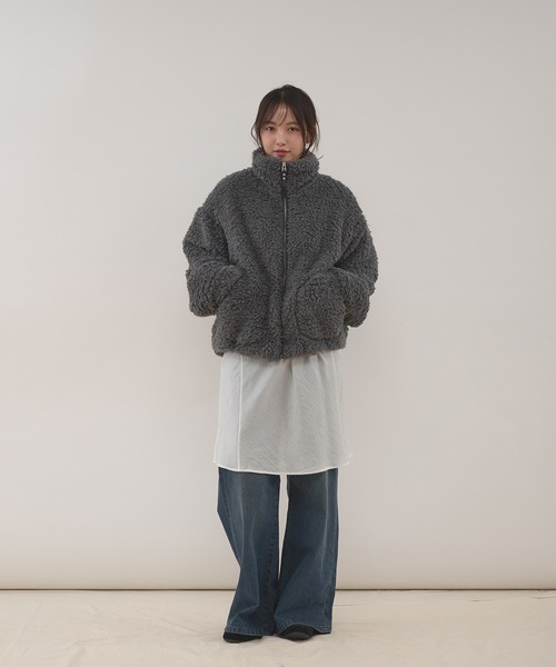 MUHET(ミュエータ)の「shaggy fleece blouson / シャギーフリースブルゾン(ブルゾン・レディース・チャコールグレー/ブラウン・SMALL/MEDIUM)」の5枚目の写真