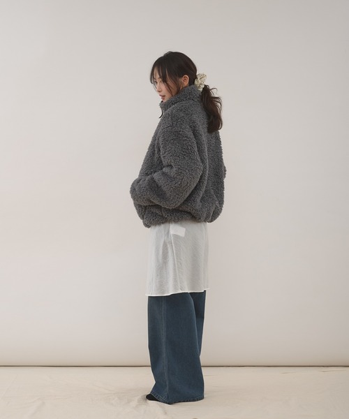 MUHET(ミュエータ)の「shaggy fleece blouson / シャギーフリースブルゾン(ブルゾン・レディース・チャコールグレー/ブラウン・SMALL/MEDIUM)」の7枚目の写真