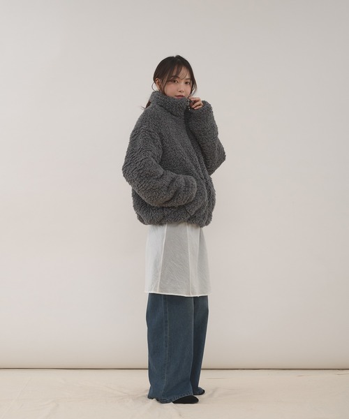 MUHET(ミュエータ)の「shaggy fleece blouson / シャギーフリースブルゾン(ブルゾン・レディース・チャコールグレー/ブラウン・SMALL/MEDIUM)」の6枚目の写真