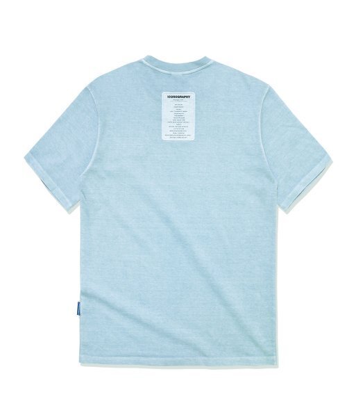 ICONOGRAPHY(アイコノグラフィー)の「PIGMENT LABEL TAGLINE RSBL(Tシャツ/カットソー・レディース・スカイブルー・MEDIUM/LARGE)」の1枚目の写真