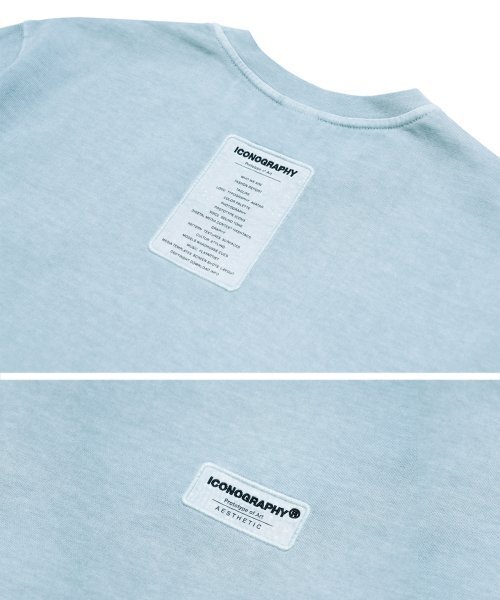 ICONOGRAPHY(アイコノグラフィー)の「PIGMENT LABEL TAGLINE RSBL(Tシャツ/カットソー・レディース・スカイブルー・MEDIUM/LARGE)」の3枚目の写真