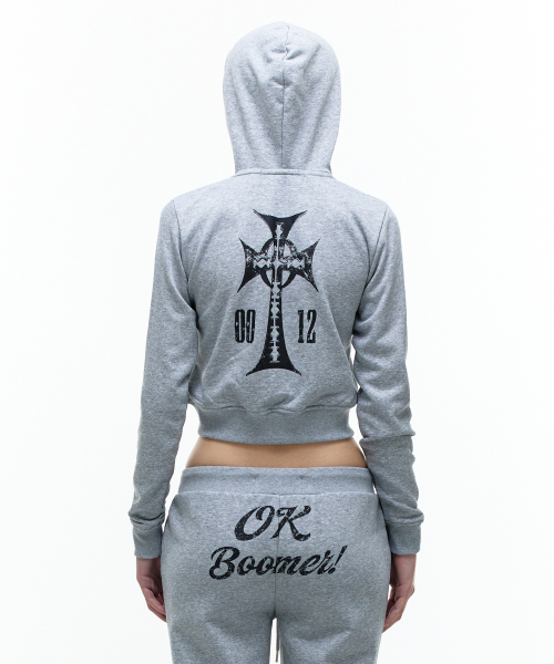 Op.07 CITY GIRL HOOD-ZIP M/GREY — худи на молнии, серый меланж, размер M