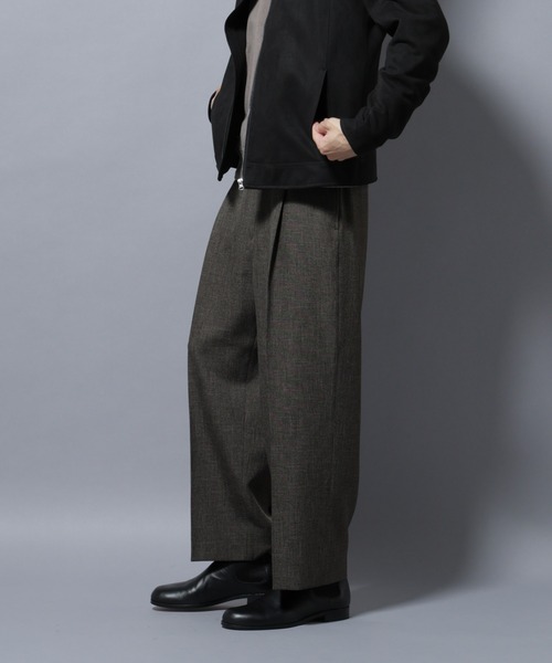 大人のワイドパンツ」シャークスキンイージースラックス（スラックス